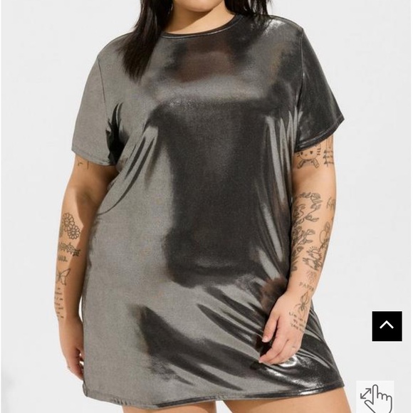 Mini Liquid Shine Relaxed T-Shirt Dress Sz 3x - Picture 1 of 6
